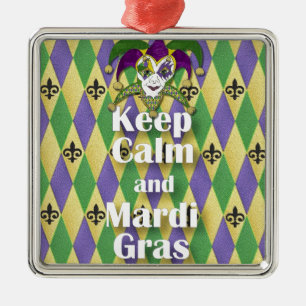 Jester Mask Keep Calm and Mardi Gras Metal Tree Decoration