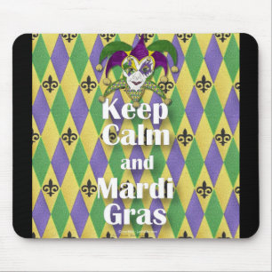 Jester Mask Keep Calm and Mardi Gras Mouse Pad