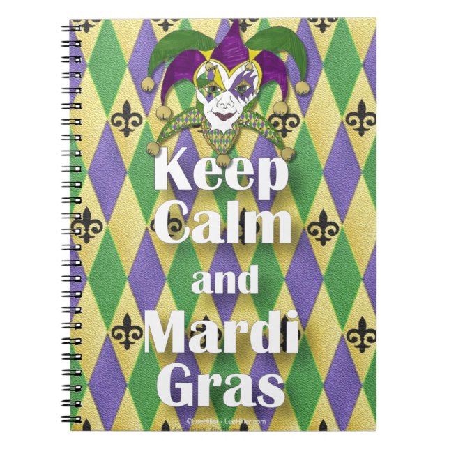 Jester Mask Keep Calm and Mardi Gras Notebook (Front)