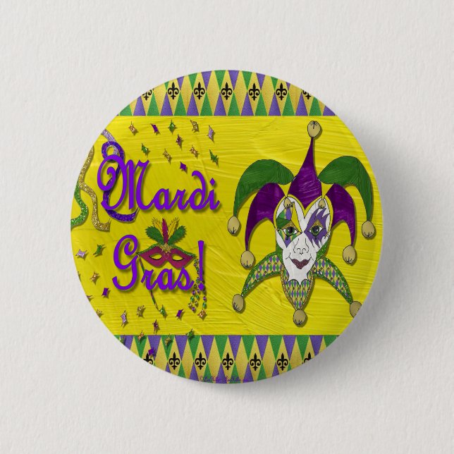 Jester Mask Mardi Gras Harlequin 6 Cm Round Badge (Front)
