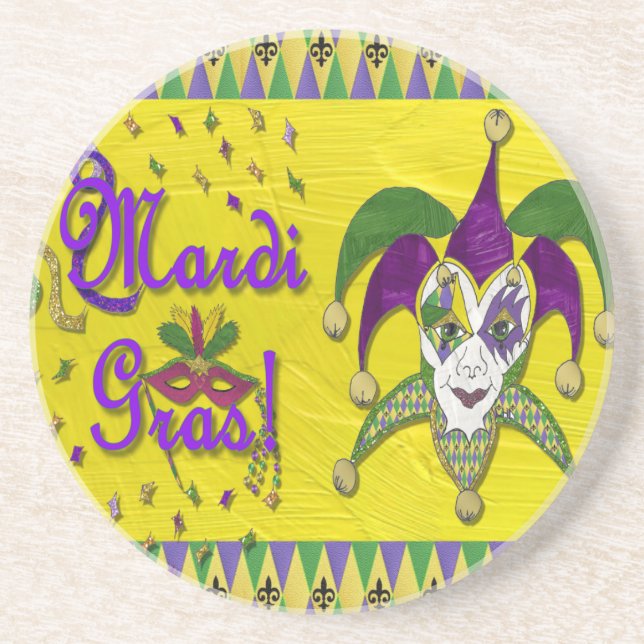 Jester Mask Mardi Gras Harlequin Coaster (Front)