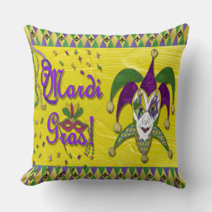 Jester Mask Mardi Gras Harlequin Cushion