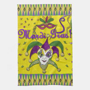 Jester Mask Mardi Gras Harlequin Kitchen Towels