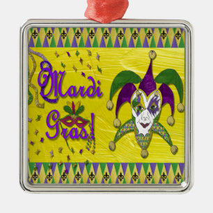 Jester Mask Mardi Gras Harlequin Metal Tree Decoration