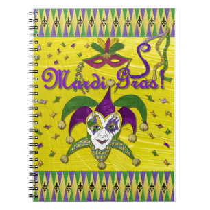 Jester Mask Mardi Gras Harlequin Notebook