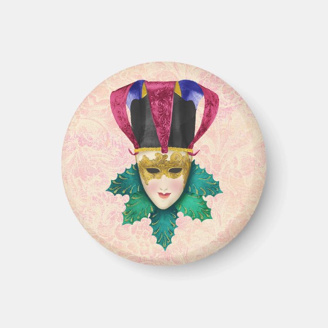  Jester Mask with Adorned Gold Detailing  Magnet (Front)