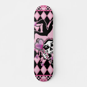 Jester of Hearts Skull Skateboard