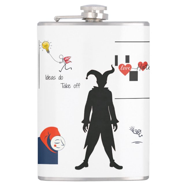 Jester Patch Hip Flask (Front)