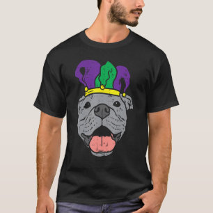 Jester Pitbull Face Mardi Gras Pittie Dog Men Wome T-Shirt