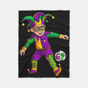 Jester Playing Soccer Mardi Gras 6 7 Meme Gen Alph Fleece Blanket