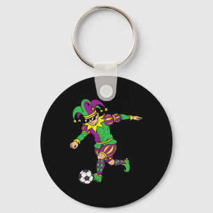 Jester Playing Soccer Mardi Gras Carnival Sport Me Key Ring
