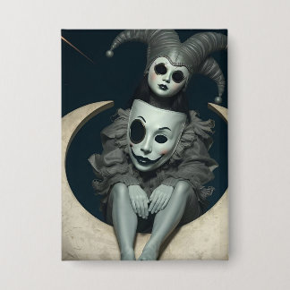 Jester sits on crescent moon wireless charger 