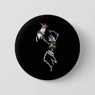Jester Skeleton Dancing Cat Mardi Gras Mask Carniv 6 Cm Round Badge