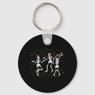 Jester Skeleton Dancing Mardi Gras Bones Carnival  Key Ring