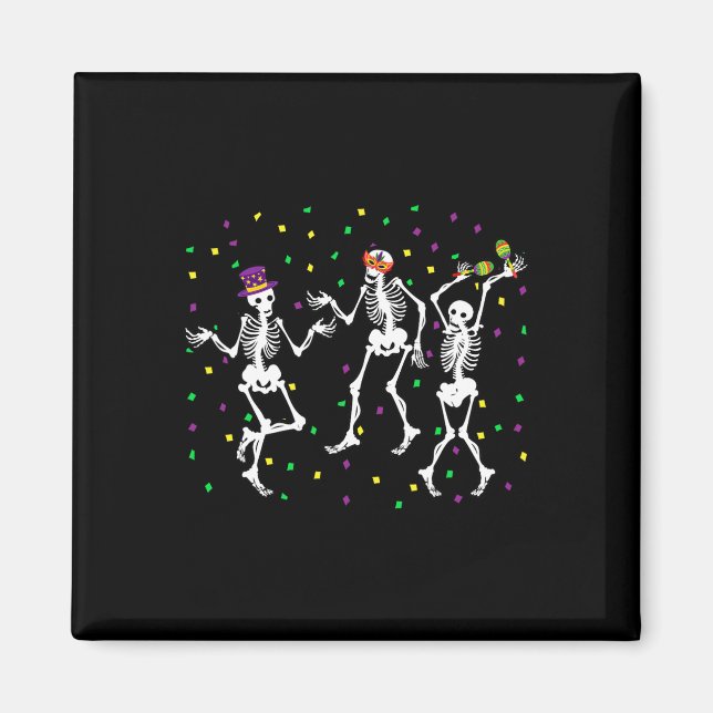 Jester Skeleton Dancing Mardi Gras Bones Carnival  Magnet (Front)