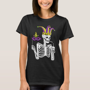 Jester Skeleton Masquerade Party Mardi Gras Mask C T-Shirt
