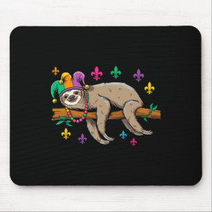 Jester Sloth Animal Cute Funny Mardi Gras Carnival Mouse Pad