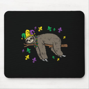 Jester Sloth Lazy Day Animal Cute Funny Mardi Gras Mouse Pad