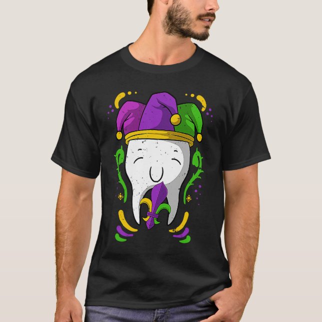 Jester Tooth Mardi Gras Dentist Dental Hygienist A T-Shirt (Front)