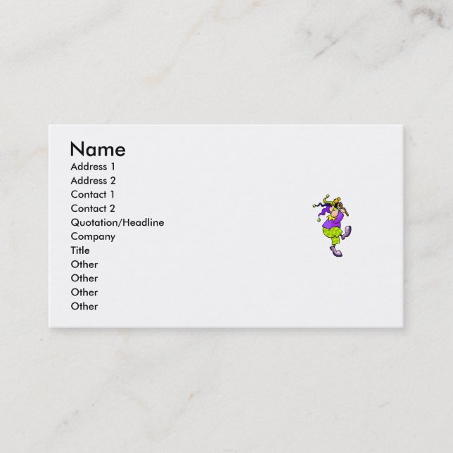 Jester with a Hammer Business Card (Front)
