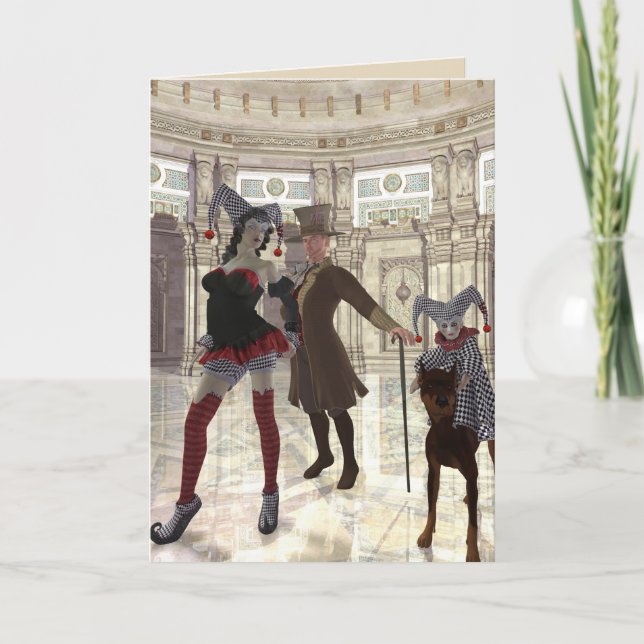 jesters in costume greeting card (Front)