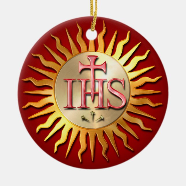 Jesuit Seal Ceramic Tree Decoration (Front)