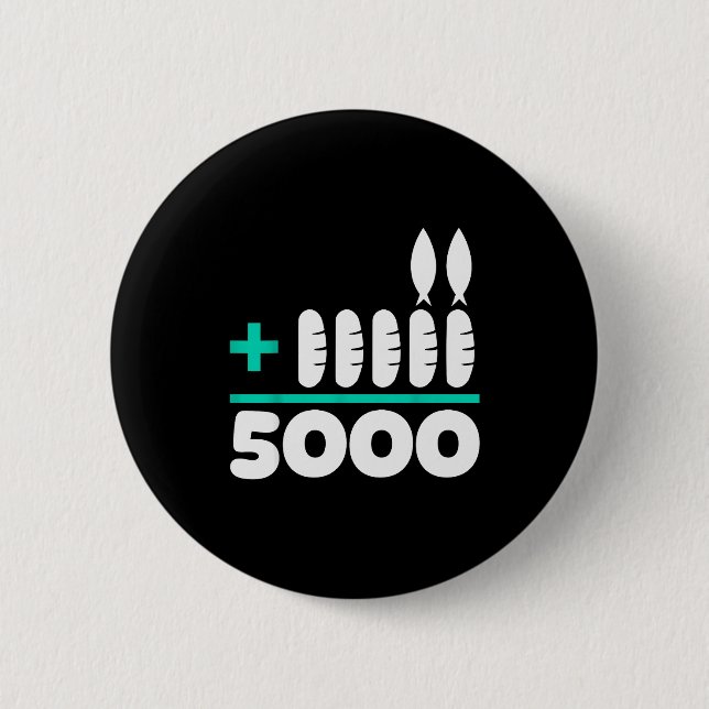 Jesus 2 Fishes 5 Breads 5000 Chosen Against The Cu 6 Cm Round Badge (Front)