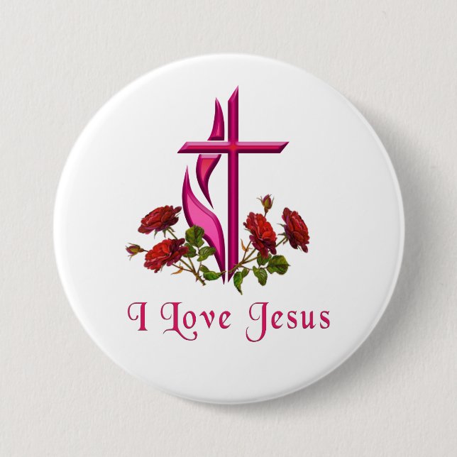Jesus  7.5 cm round badge (Front)
