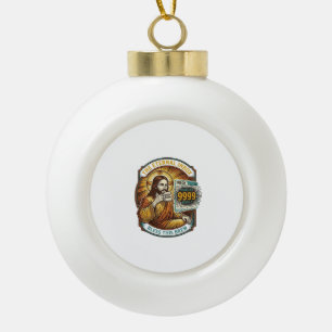 Jesus 9999 Unread Emails Inbox Zero Office Humor_1 Ceramic Ball Christmas Ornament