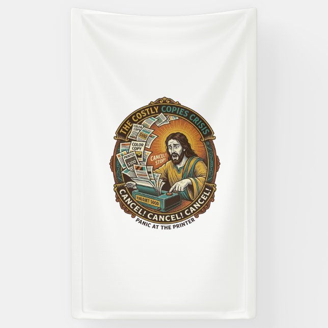 Jesus Accidental 100 Colour Copies Printer Mistake Banner (Vertical)
