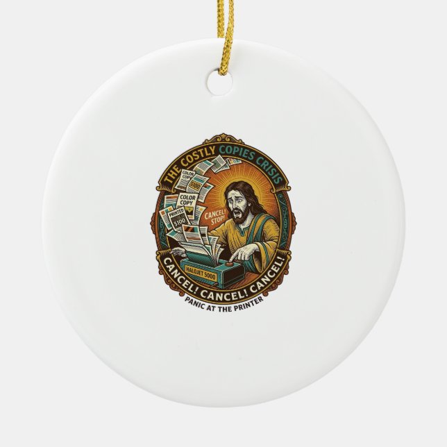 Jesus Accidental 100 Colour Copies Printer Mistake Ceramic Ornament (Front)