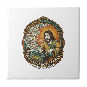 Jesus Accidental 100 Colour Copies Printer Mistake Ceramic Tile