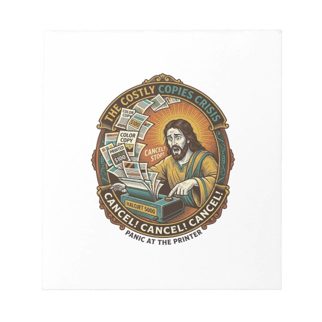 Jesus Accidental 100 Colour Copies Printer Mistake Notepad (Front)