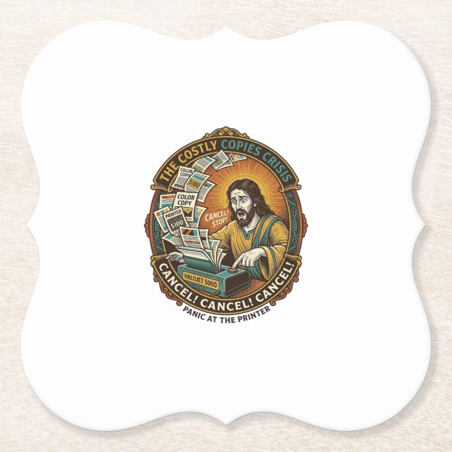 Jesus Accidental 100 Colour Copies Printer Mistake Paper Coaster (Front)