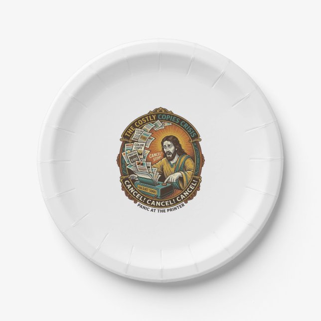 Jesus Accidental 100 Colour Copies Printer Mistake Paper Plate (Front)