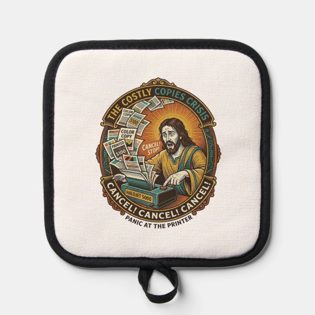 Jesus Accidental 100 Colour Copies Printer Mistake Pot Holder (Front)