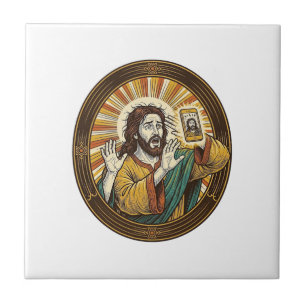 Jesus Accidental Front Camera Double Chin Selfie E Ceramic Tile