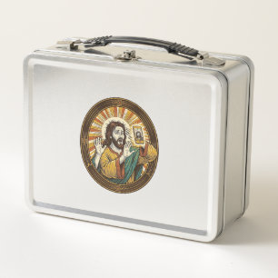 Jesus Accidental Front Camera Double Chin Selfie E Metal Lunch Box