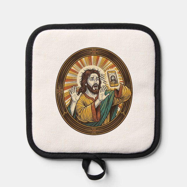 Jesus Accidental Front Camera Double Chin Selfie E Pot Holder (Front)