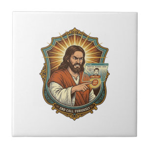 Jesus Accidental Video Call Dial Social Media Pani Ceramic Tile