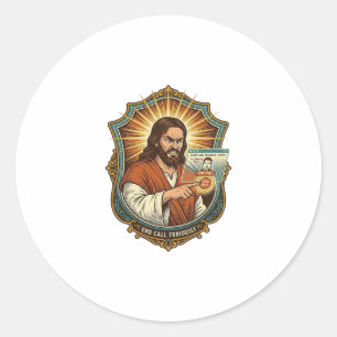 Jesus Accidental Video Call Dial Social Media Pani Classic Round Sticker