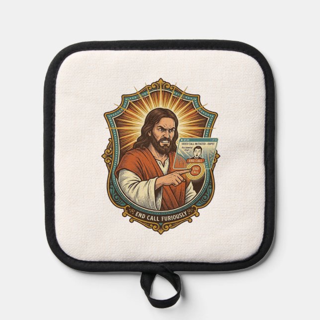 Jesus Accidental Video Call Dial Social Media Pani Pot Holder (Front)