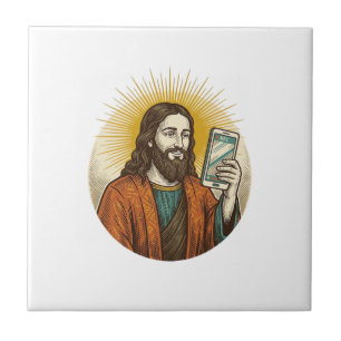 Jesus Accidental Video Instead Of Photo Camera Fai Ceramic Tile
