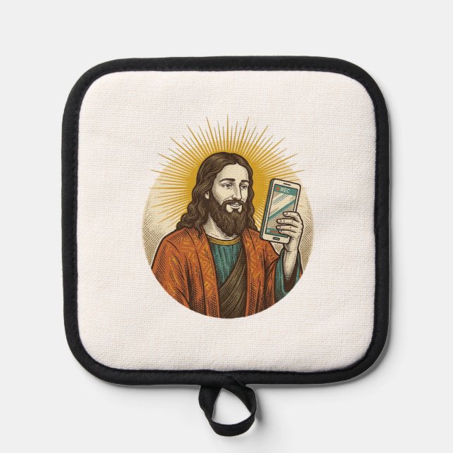 Jesus Accidental Video Instead Of Photo Camera Fai Pot Holder (Front)