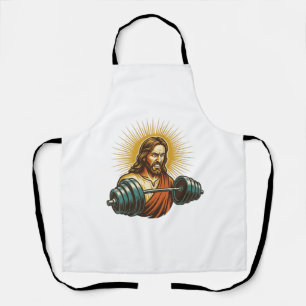 Jesus Accidentally Adding Too Much Weight Gym Fail Apron