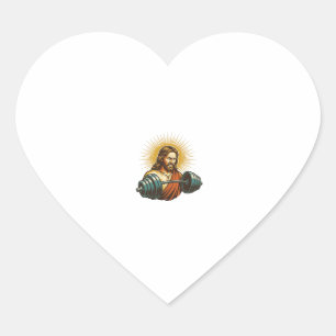 Jesus Accidentally Adding Too Much Weight Gym Fail Heart Sticker