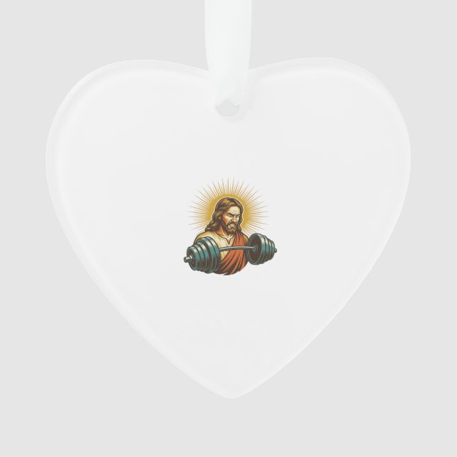 Jesus Accidentally Adding Too Much Weight Gym Fail Ornament (Front)