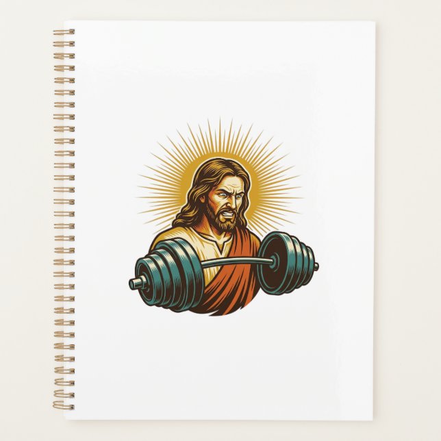 Jesus Accidentally Adding Too Much Weight Gym Fail Planner (Front)