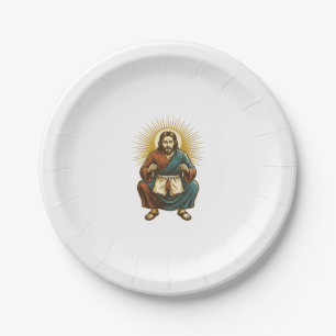 Jesus Adjusting Uncomfortable Wedgie Mid Squat Gym Paper Plate