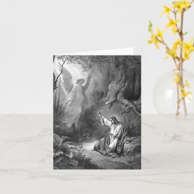 Jesus Agony In The Garden Art Note Card (Yellow Flower)